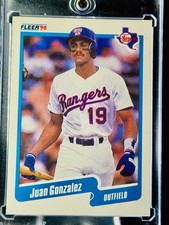 1990 FLEER ROOKIE JUAN GONZALEZ TEXAS RANGERS #297 MINT BASEBALL CARD. rookie card picture