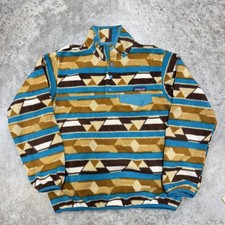 Patagonia Synchilla Womens Medium fleece pullover Brown Blue Geometric aztec