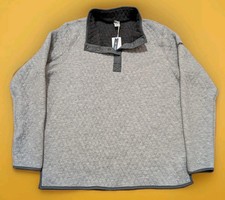 NWT Marine Layer Sweater Men Large L Gray Quilted Sweatshirt 1/4 Snap NEW LOGO 