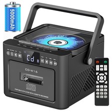 Boombox Cassette CD Player Bluetooth5.1 with 5000mAh Battery,5W Dual Stereo S...