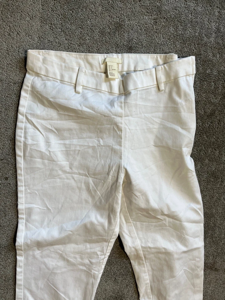 Pantalones de vestir H&M para mujer 6 blancos informales de negocios con cremallera lateral al tobillo Foto 2 de 4