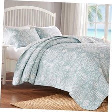Greenland Home Coastal Paradise Reversible 3-Piece King/Cal King Marina Seafoam