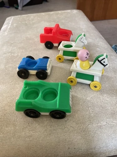 Vintage 1970s Fisher-Price Little people vehicle car lot of 5 And Baby