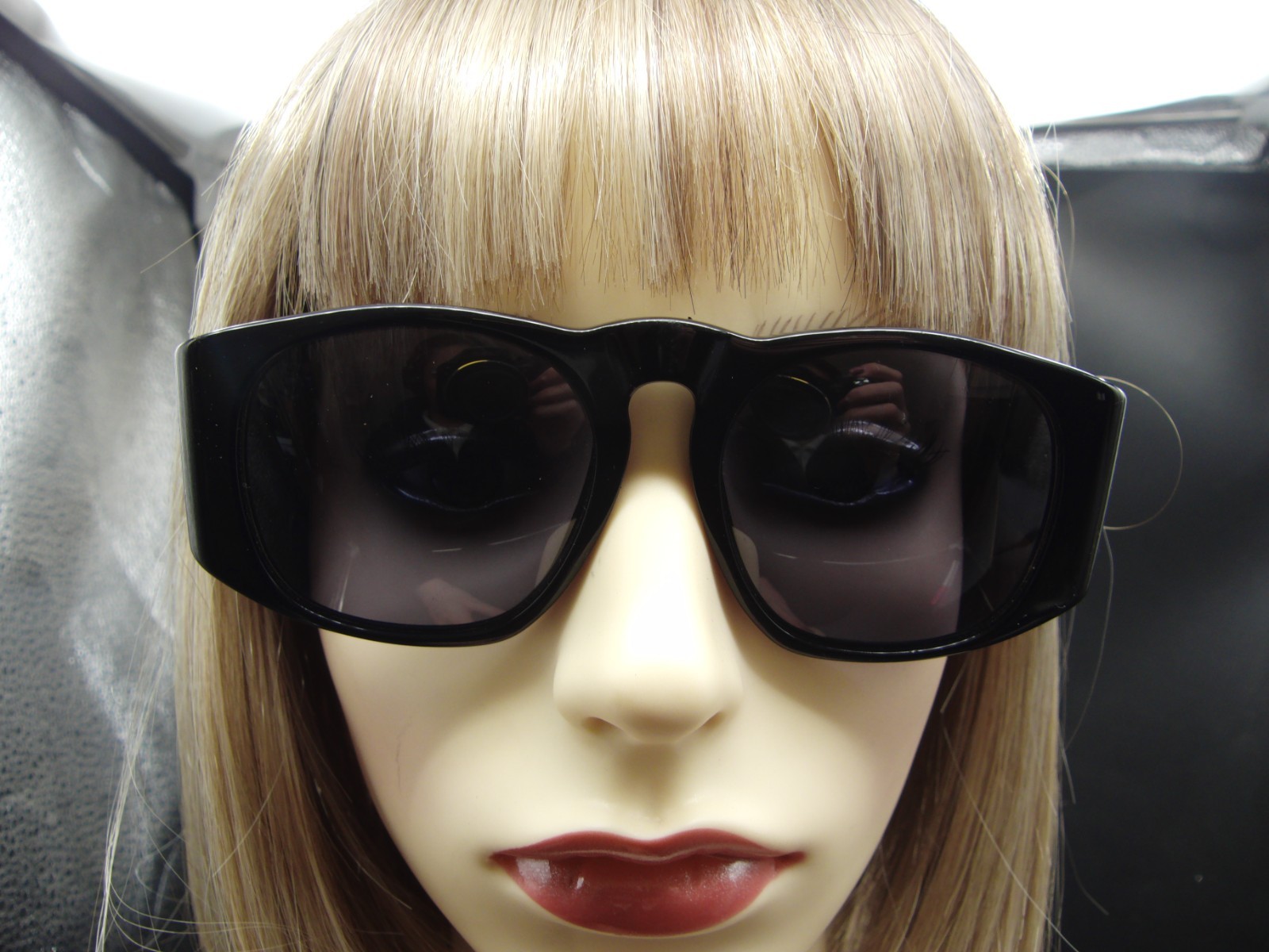 Vintage CHANEL 01450 94305 Sunglasses Black Quilted Matelasse Square S/G249