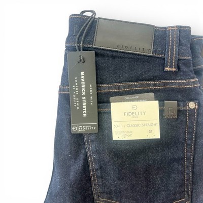 FIDELITY 50-11 Maverick Jeans Men 31 Blue Classic Straight Made in USA NWT 