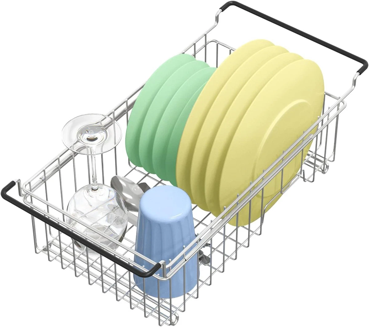 TreeLen Expandable Dish Drying Rack Over The Sink Small 304 Stainless Steel