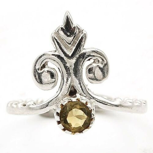 Natural Smoky Topaz 925 Solid Sterling Silver Ring Sz 6.5 @B6-6