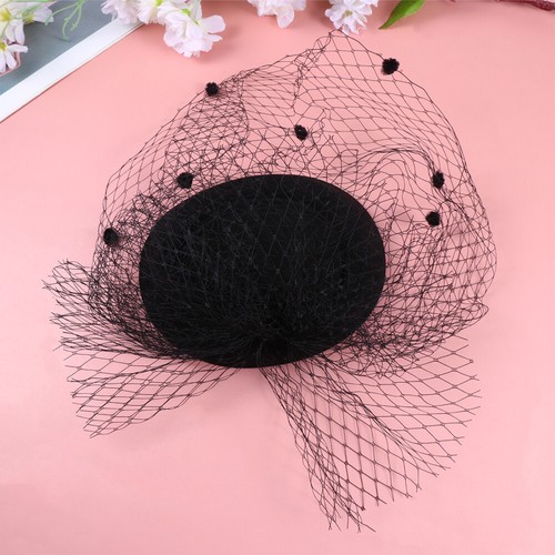 Black Veil Top Hat Women's Fascinators Miss Dinner Party Funeral - Imagen 11 de 11