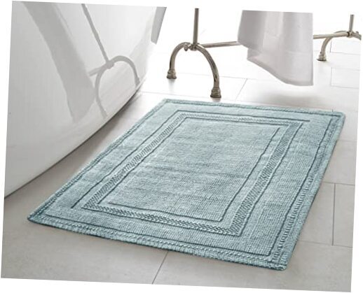 Jean Pierre Stonewash Racetrack Cotton Bath Rug 17x24 Inches Gray Blue Premium Quality  