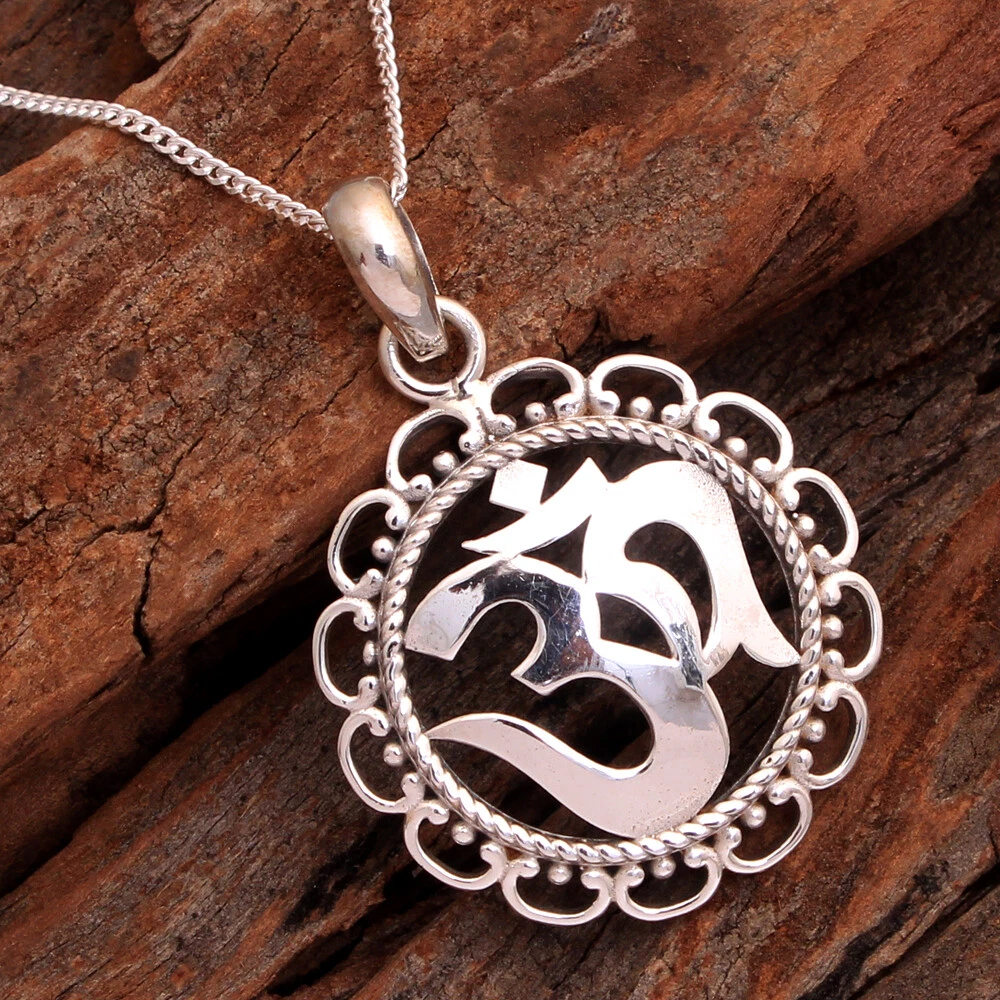 Silver Om Pendant 925 sterling Silver Designer Beautiful chain