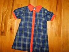 Montgomery Ward Blue and Red Plaid Girl Dress Vintage w/ Metal Buttons