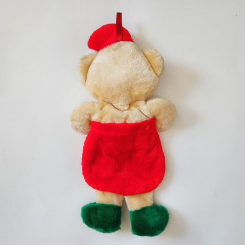 20 ZOLL VINTAGE FEIERTAG HELLBRAUN TEDDYBÄR ROT WEIHNACHTSSTRUMPF STOFFTIER PLÜSCHTIER - Bild 5 von 7