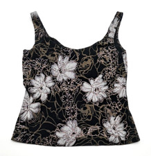 Alex Evenings Y2K Black Sparkle Crop Cami Top Sz Medium Whimsigoth Dark Floral