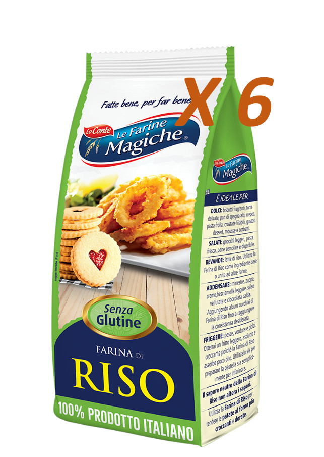 FARINE MAGICHE ""LO CONTE"" 3 KG 100% Italian gluten-free rice flour ( 6 x 500g )