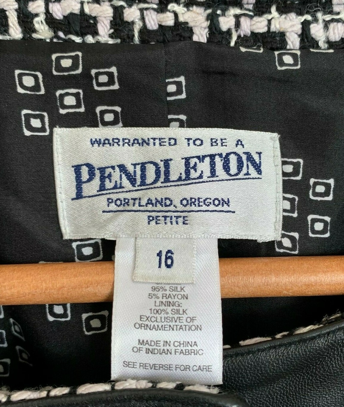 Pendleton Jacket Collarless Textured Black White … - image 8