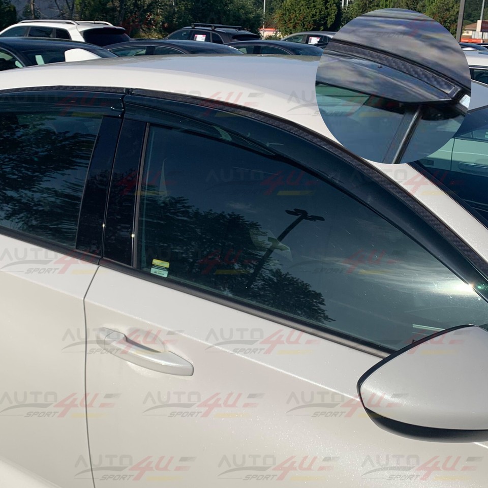 3D Wavy Mugen Style Window Visor Rain Guards For 2021-2026 Hyundai Elantra – Glossy Black, 4-Piece Set
