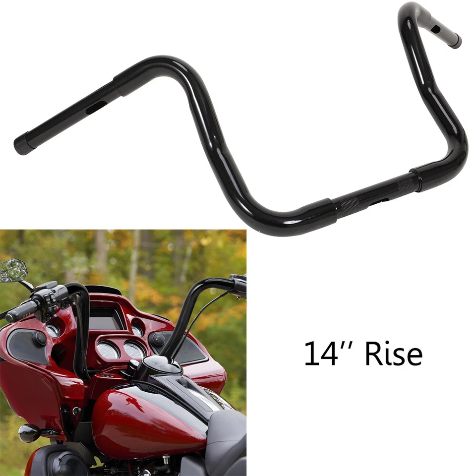 Black 14" Rise 1 1/4'' Ape Hanger Handlebar Fit For Harley Sportster XL883 1200 - Imagem 4 de 4