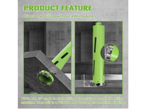 3-1/2" Concrete Core Drill Bit, 5/8"-11 Threaded Dry Core Drill Bit, 10" Dril... - Picture 4 of 6