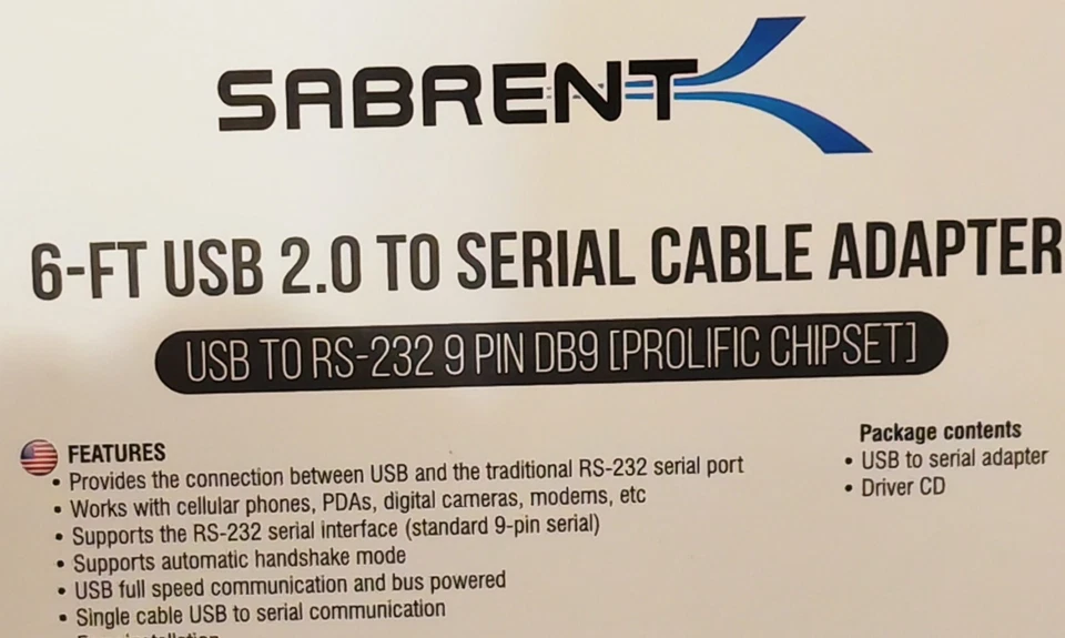 2x USB 2.0 to Serial (9-Pin) DB-9 RS-232 Adapter Cable 6ft Cable, Sabrent, New.. - Image 3 of 4