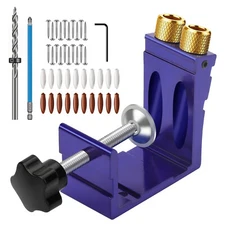 37Pcs Pocket Hole Jig Kit Carpentry Joinery Woodworking System Adjustable Depth