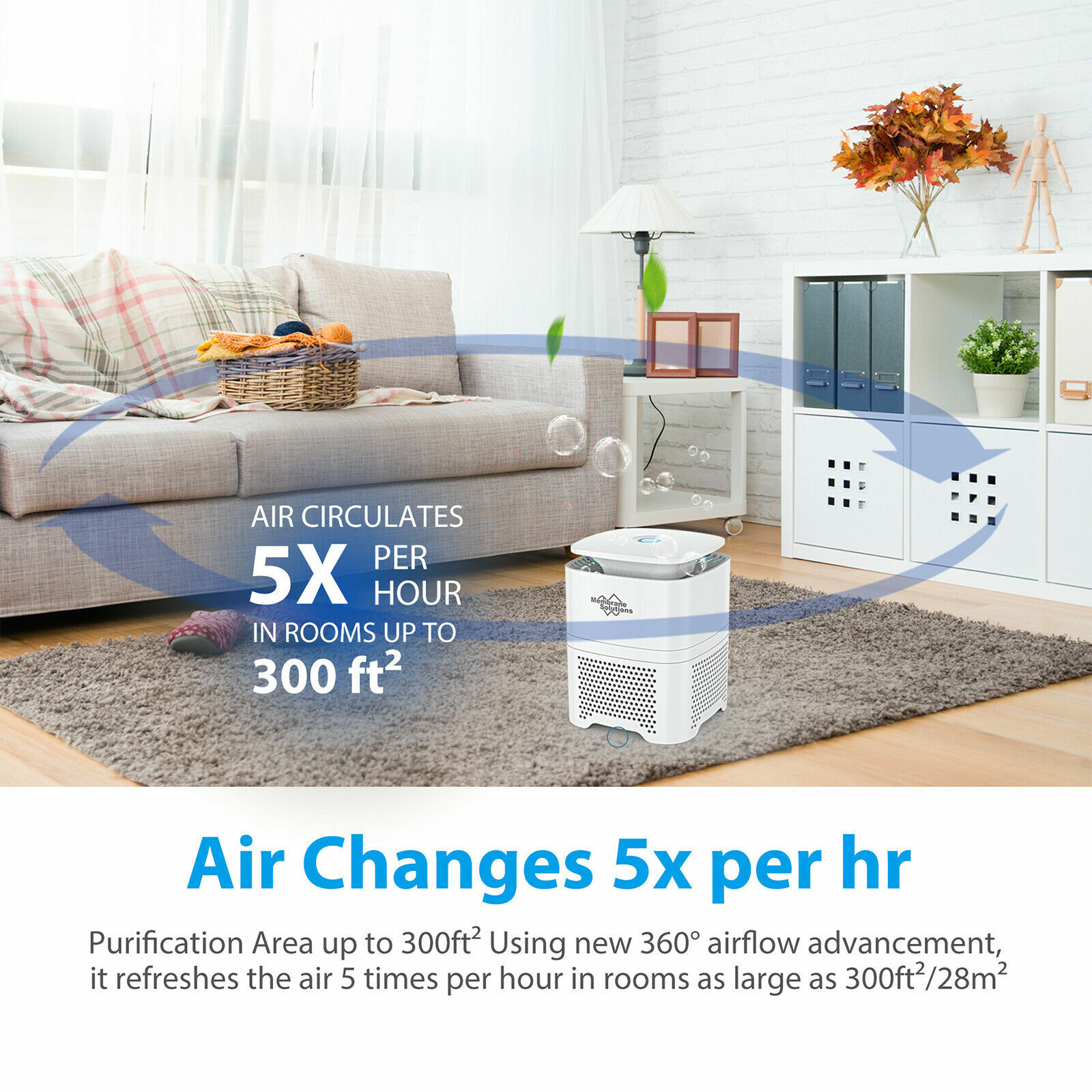 Image 8 - Large Room Air Purifier True HEPA Filter Odor Allergies Eliminator Home Office