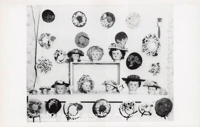 RPPC St Augustine FL Lightner Museum of Hobbies Doll Hat Heads Photo Postcard E6