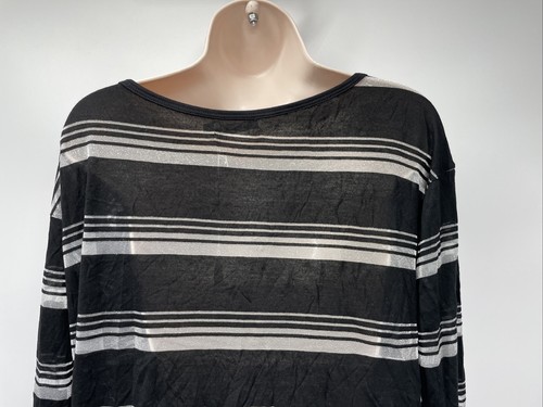 Bailey 44 Women's Boatneck 3/4 Sleeve Multi Color Striped Sheer Top Size Medium - Picture 10 of 14