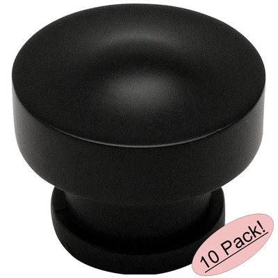*10 Pack* Cosmas Cabinet Hardware Flat Black Round Contemporary Knobs #704FB
