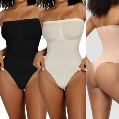 Damen Trägerlos Shapewear Bauchweg Body Tanga Formend Mieder Abnehmen Shaper Top