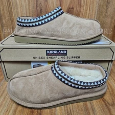 KIRKLAND SIGNATURE Unisex Men's Women's  Shearling Slippers ~ Tan Havane
