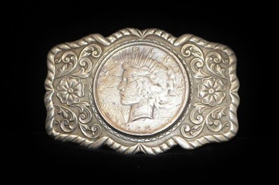 Sterling Silver Peace Dollar Belt Buckle #FMG657