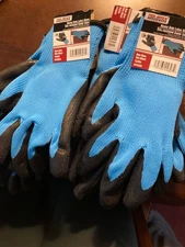 5 pairs of Tool Bench Heavy Duty Latex Gloves  Bright BLUE, One size fits most.