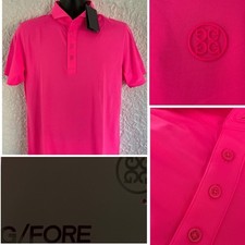 NWT 110 G/Fore Golf Performance Logo Stretch Polo Shirt MEDIUM Neon HOT PINK