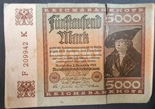 1922 Germany 5000 Mark P81b2, F209942K.