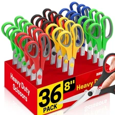 36 Pack 8" Multipurpose Scissors Ultra Sharp Shears Comfort Grip Office Fabri...
