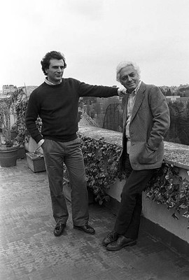 Dino Risi and his son Marco on the terrace at home 1983 Historic Old Photo 3