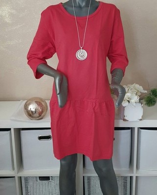 Mia Moda Damen Kleid Sweatkleid Sommerkleid Strandkleid rot Gr. 50 *NEU*