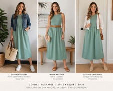 J.Crew Ribbed Knit Mixed Tank Midi Dress Eucalyptus Green Sleeveless Large