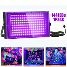 200W 144LED UV Black Light Fixture Ultraviolet Lamp Strip For Glow Party DJ Club