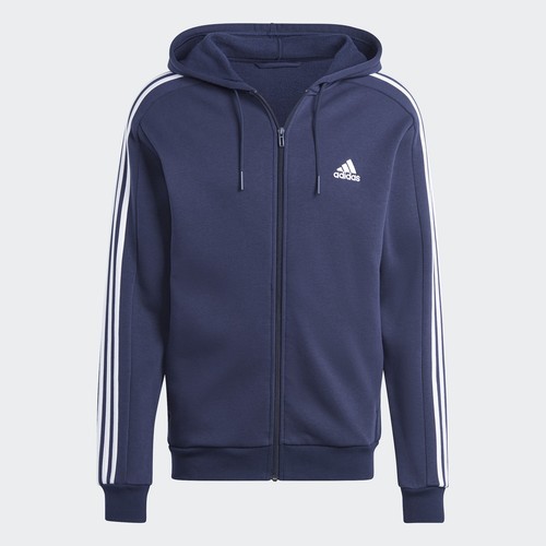 adidas men Essentials Fleece 3-Stripes Full-Zip Hoodie