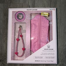 VELVET CAVIAR Phone Accessories Set Travel Bag  Grip  Bracelet - Pink Leopard