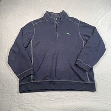 Tommy Bahama Tobago Bay Half Zip Sweatshirt Mens Large Ocean Deep Blue Sweater
