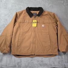 Carhartt NWT Jacket Coat Mens 2XL Brown Duck Canvas Loose Fit Insulated 0J4480-M