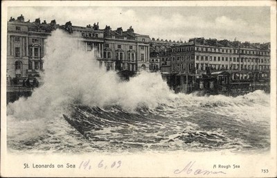 Ak St Leonards on Sea Hastings Südostengland, raue See - 3973647