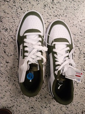PUMA White Green Lace Up Men's Low Top Sneakers Athletic Shoes