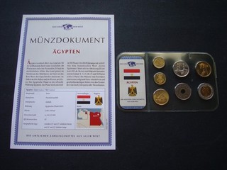 TOP Ägypten Kursmünzensatz im Plastikfolder Zertifikat! Das Geld der Welt! MDM