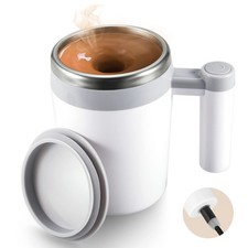 Self Stirring Coffee Mug: Rechargeable Automatic 13 Ounces, Gray