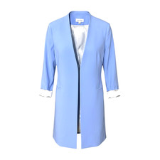 CALVIN KLEIN Womens 8 Baby Blue Petite Open-Front Topper Blazer Jacket
