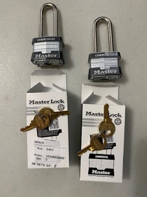Master Lock (3KALH) 2'' Height Open Shackle Keyed-Alike Silver Padlock - Lot of 2