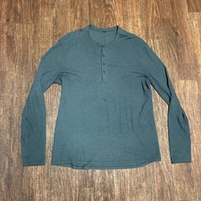 Lululemon Shirt Mens XL Gray Swift Stitch Waffle Knit Henley Thermal